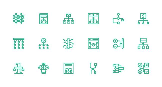 18 Strong Stroke Line Style Icons from Branching Collection Design Ready Icon Set for Teams vector