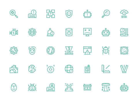 35 Icons for Malfunction in Regular Clean Line Format Icons Built for Visual Consistency Pack vector