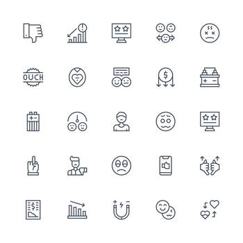 Medium Stroke Outline Style Negative Icons with 25 Vectors Web and App Icon Pack Collection