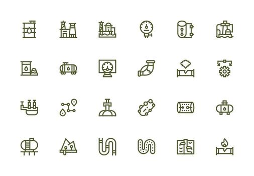 grueso línea línea estilo tubería íconos con 24 vectores neutral estilo íconos para ninguna proyecto