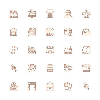 importar visual paquete conteniendo 25 medio carrera contorno íconos flexible icono sistema para web interfaces vector