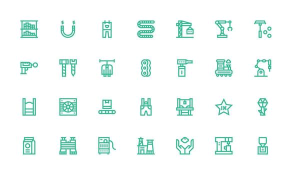 industrial icono conjunto con 28 negrita línea gráficos equilibrado icono conjunto para funcional diseño vector