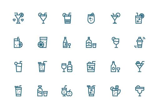 Cocktail featuring 24 Icons in Thick Line Line Design Scalable Icons for Cross-Platform Interfaces vector