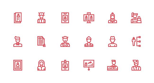 Employee Icon Set with 18 Strong Stroke Line Graphics Multi-Style Icons for Creative Projects vector