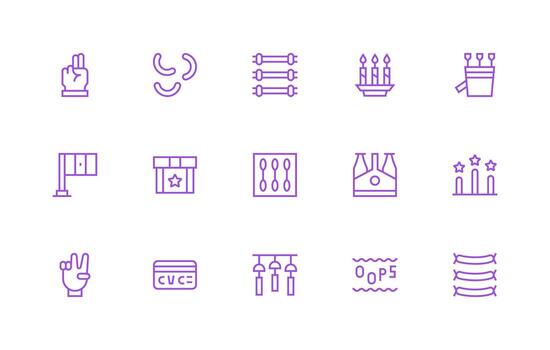 15 Three Icons in Regular Line Aesthetic Layout Icon Collection vector