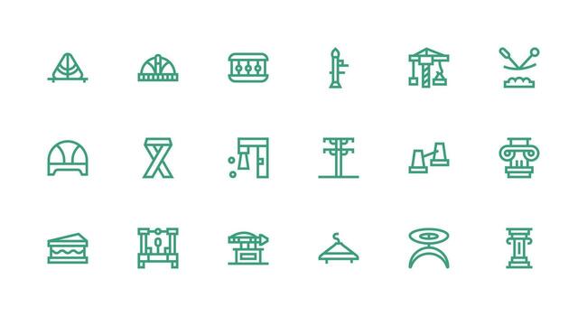 Strong Stroke Line Icons from Support Structure Set with 18 Vectors Balanced Icon Set for Functional Design