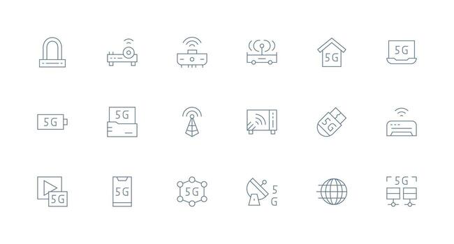 Broadband Set with 18 Minimal Line Icons Well-Structured Icons for Creative Use vector