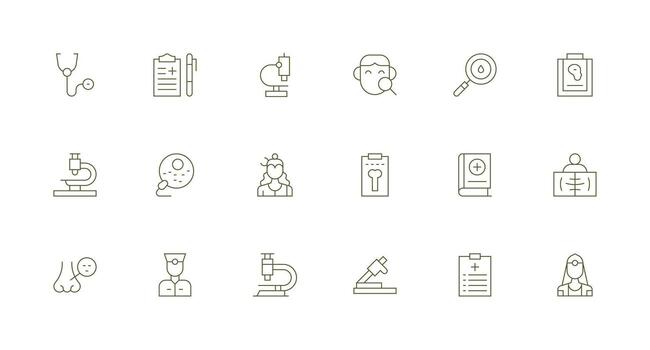 Examination Visual Pack containing 18 Minimal Line Icons Simplified Icon Pack for Visual Tools vector