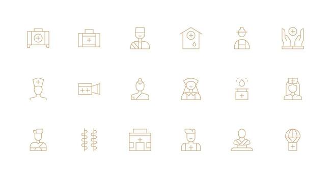 First Aid Visual Pack containing 18 Minimal Line Icons Quick Access Icons for UI Development vector