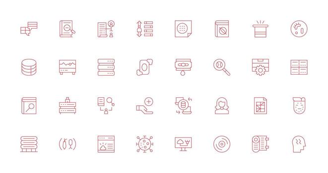 32 Delgado línea estilo íconos desde base de datos colección completamente editable icono conjunto para web vector