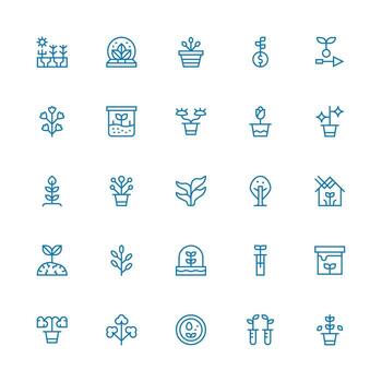 Sprout Set with 25 Medium Stroke Outline Icons Customizable Icon Series for Mobile Screens vector