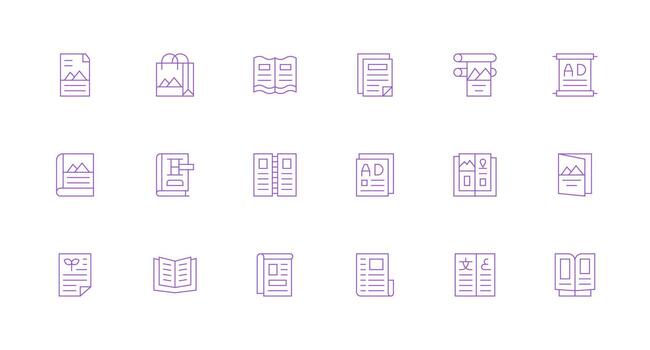 folleto conjunto con 18 mínimo línea íconos completar icono haz para web diseño vector