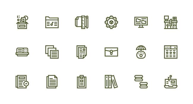 archivos icono conjunto con 18 fuerte carrera línea gráficos todas dispositivo compatible icono conjunto vector