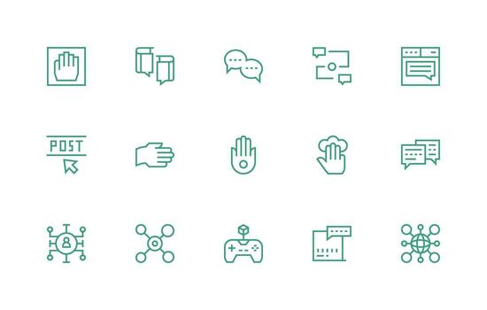 15 íconos para Interacción en regular línea formato interfaz íconos para diario utilizar vector