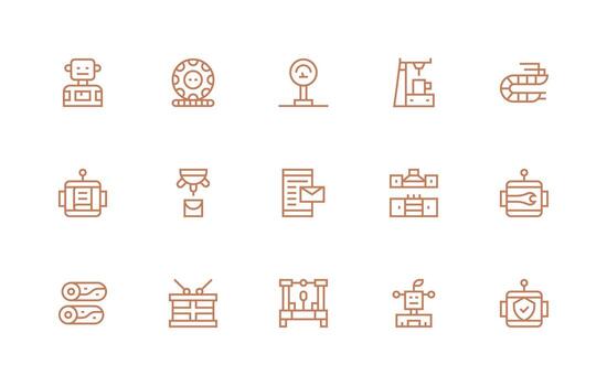 15 Regular Line Designs for Automated Icons Web Icon Collection vector