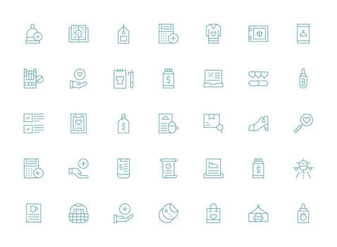 Item Design Icons featuring 35 in Light Line Style Sharp Icons for Presentations vector