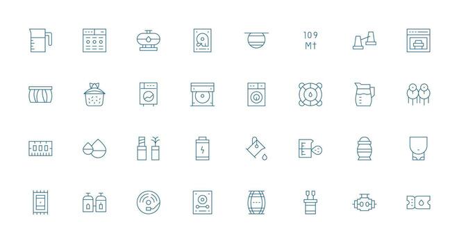 Capacity featuring 32 Icons in Thin Line Design General Use Icon Pack vector