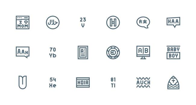 18 íconos para fuente en fuerte carrera línea formato de múltiples fines icono conjunto vector