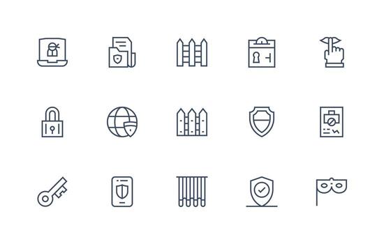 15 Regular Line Style Icons from Privacy Collection Smart Icon Collection vector