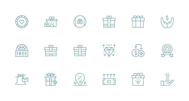 18 Icons for Bonus in Minimal Line Format Simple Icons for Interface and Wireframes vector