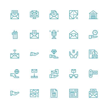 25 Icons for Receive in Medium Stroke Outline Format Flexible Icon System for Web Interfaces vector