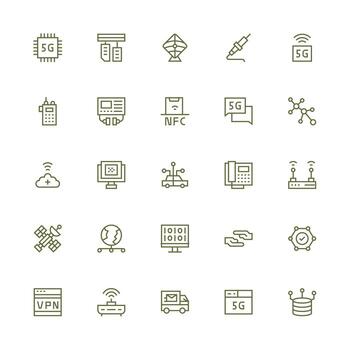 medio carrera contorno estilo datos transmisión íconos con 25 vectores sencillo íconos para interfaz y wireframes