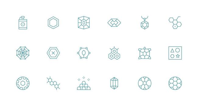 Minimal Line Style Hexagon Icons with 18 Vectors UI and UX Focused Icon Collection