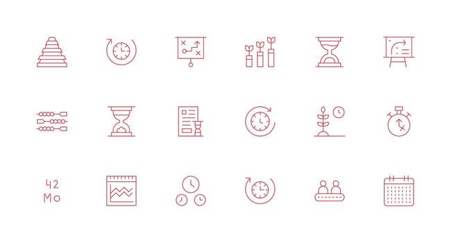 Timeline Icon Set with 18 Minimal Line Graphics Balanced Icon Set for Functional Design vector