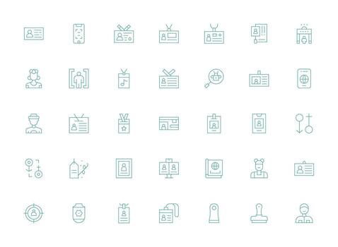Light Line Icons from Identification Set with 35 Vectors Flat Icon Set