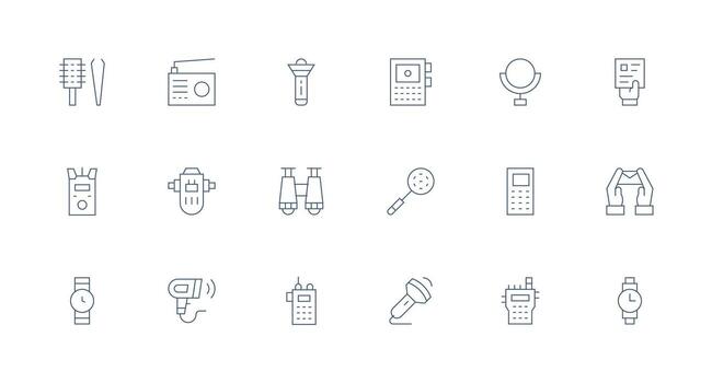 18 Icons for Handheld in Minimal Line Format Clean Icon Collection for Web Use vector