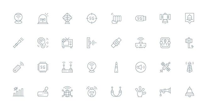 32 Icons for Signal in Thin Line Format Icon Pack for Various Themes vector