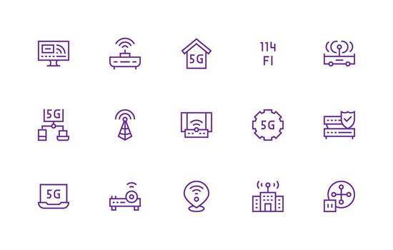 regular línea íconos desde enrutador conjunto con 15 vectores alta calidad icono paquete