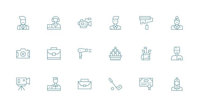 mínimo línea íconos desde profesional conjunto con 18 vectores limpiar conjunto para diseño prototipos