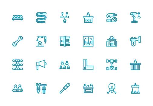 Assembly Set with 24 Thick Line Line Icons Full Icon Library for UI Designers vector
