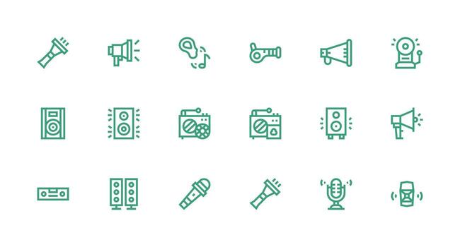 sonido sistema visual paquete conteniendo 18 fuerte carrera línea íconos alta resolución íconos para ninguna plataforma vector