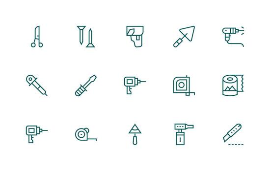Diy featuring 15 Icons in Regular Line Design Pixel Perfect Icon Set vector