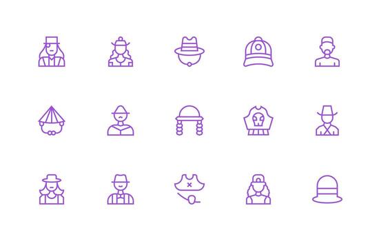 15 Regular Line Icons for Hat Graphics Flexible Icon System for Web Interfaces vector