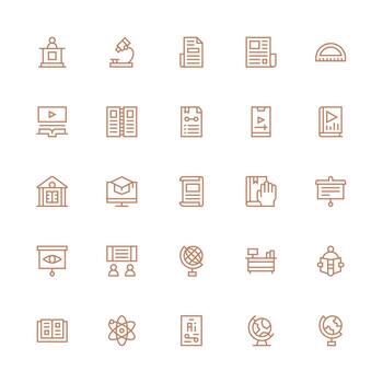 Learning Design Icons featuring 25 in Medium Stroke Outline Style Icon Set for Apps vector