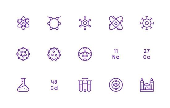 Compound featuring 15 Icons in Regular Line Design Lightweight Icon Series for Fast Prototypes vector