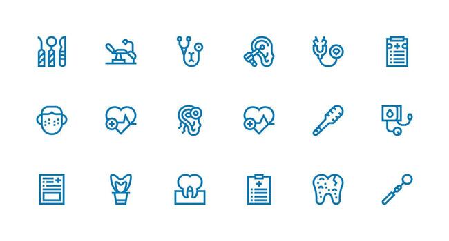 Strong Stroke Line Icons from Checkup Set with 18 Vectors Versatile Icon Collection for Designers