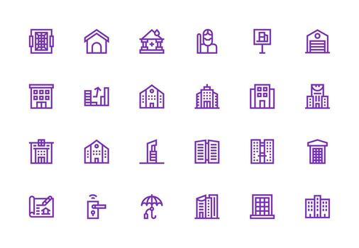24 Thick Line Line Style Icons from Property Collection Scalable Icons for All Themes vector