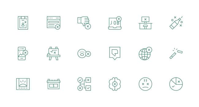 18 Minimal Line Vectors for Fail Theme Core Icon Collection for Daily Tasks