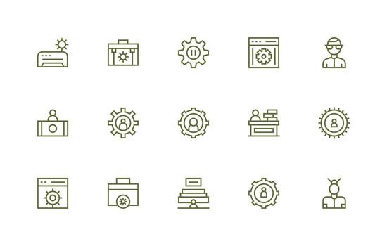 administración conjunto con 15 regular línea íconos de confianza íconos para todas interfaces vector