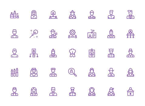 personal icono conjunto con 35 regular limpiar línea gráficos escalable íconos para todas temas vector