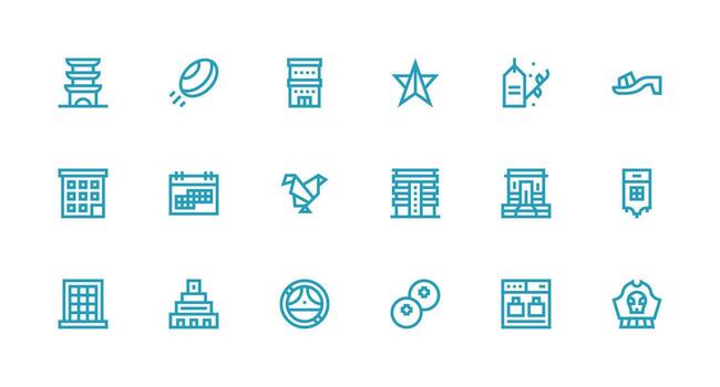 Flat Icon Collection with 18 Strong Stroke Line Designs Simple Icons for Interface and Wireframes vector