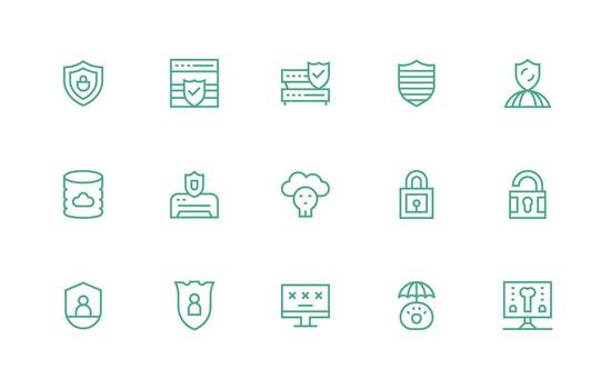 15 regular línea estilo íconos desde ciber seguridad colección profesional icono conjunto vector