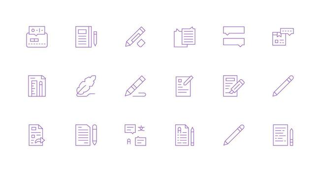 Annotation Design Icons featuring 18 in Minimal Line Style Multi-Purpose Icon Pack for Templates vector
