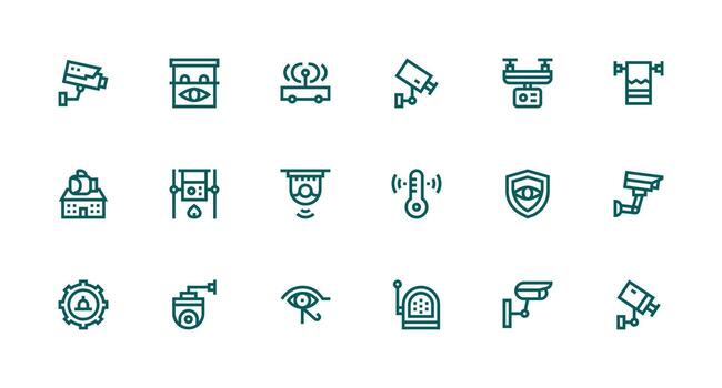 fuerte carrera línea estilo supervisión sistema íconos con 18 vectores aplicación icono paquete