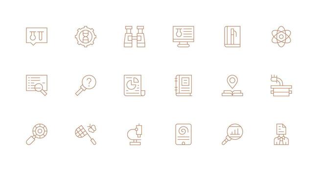 18 íconos para investigación en mínimo línea formato ui icono conjunto vector