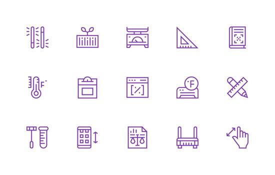 Scale Icon Set with 15 Regular Line Graphics Dashboard Icon Series vector